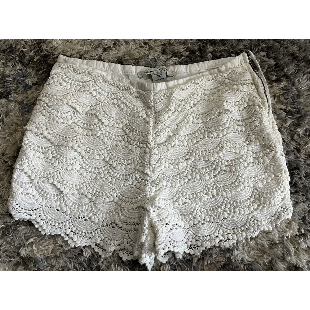 American Rag Chrochet Layered Shorts Size 7 White Zipper